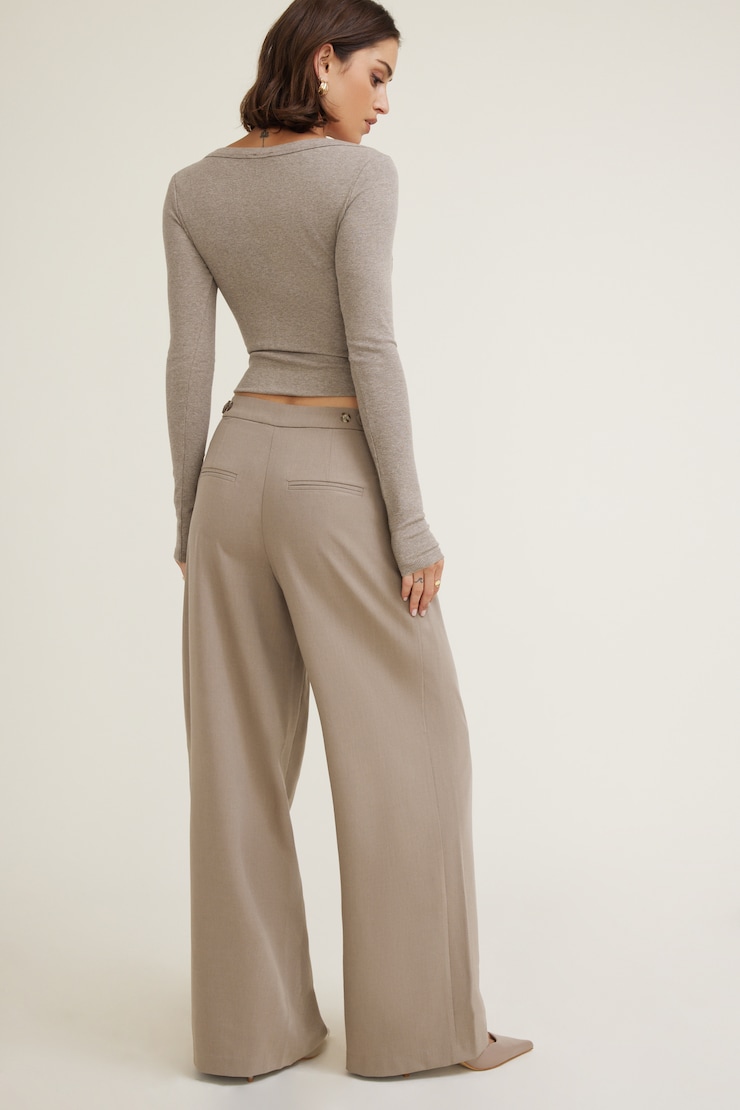 Leni Pleated Wide Leg Pants Chalet Brown Melange large