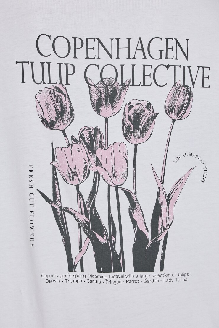 Ex Boyfriend Tee, Bright White with "Tulip Collective" Art, large
