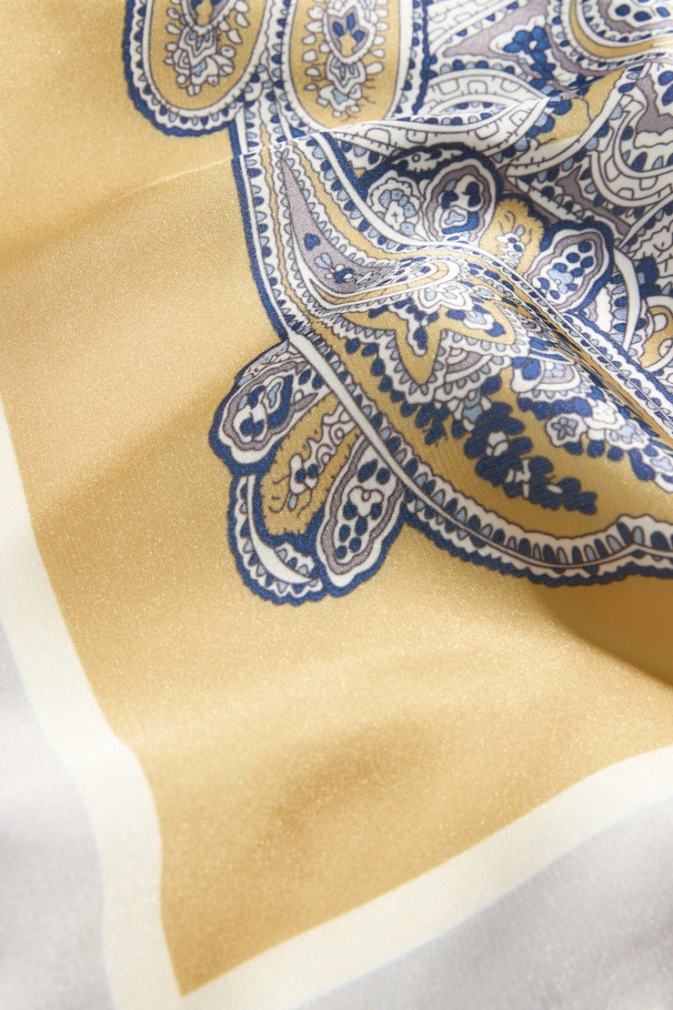 Satin Feel Scarf Yellow Taupe Paisley large