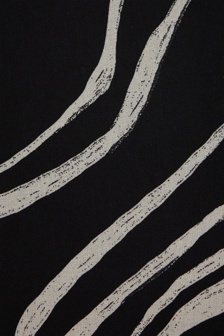 Long Sleeve Wrap Mini Dress Black & Cream Swirl large