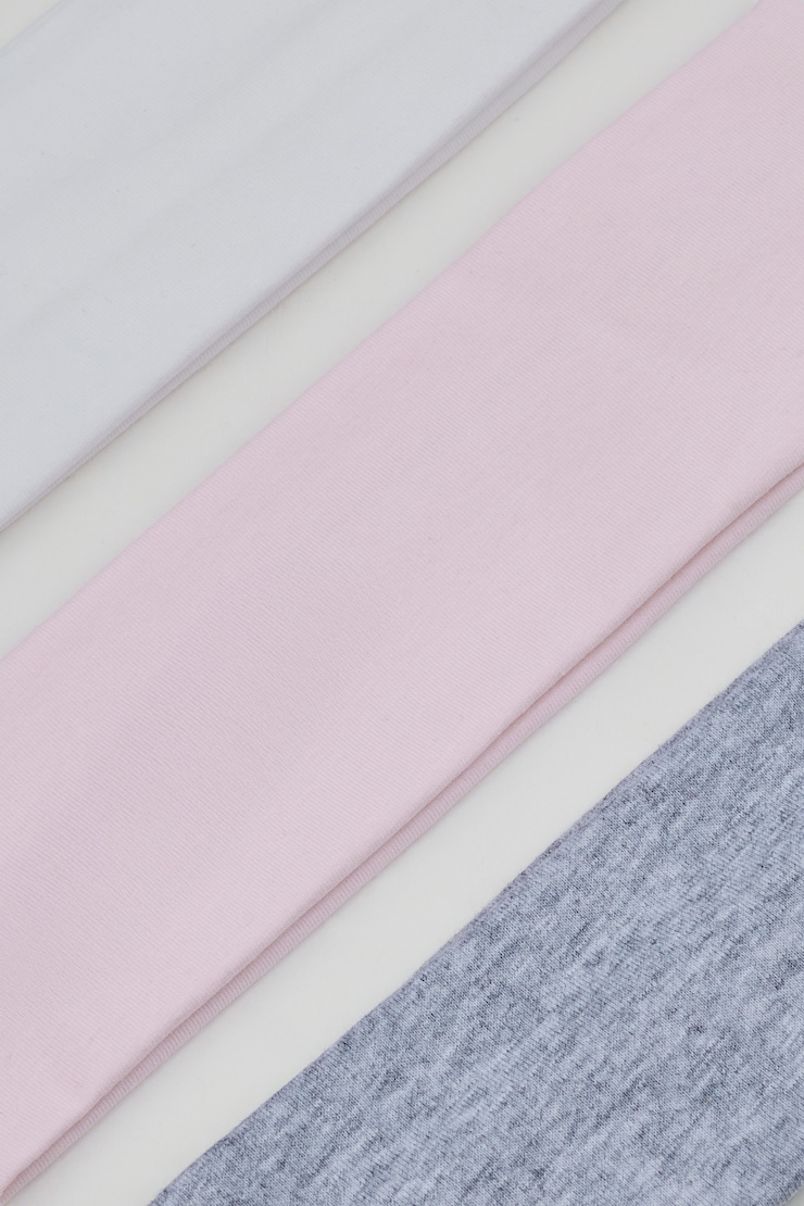 Set of 3 Stretchy Headbands, Light Pink/Spring Grey Mix/White, large