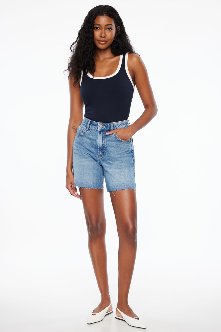Heidi A-Line Denim Shorts Indigo Medium large