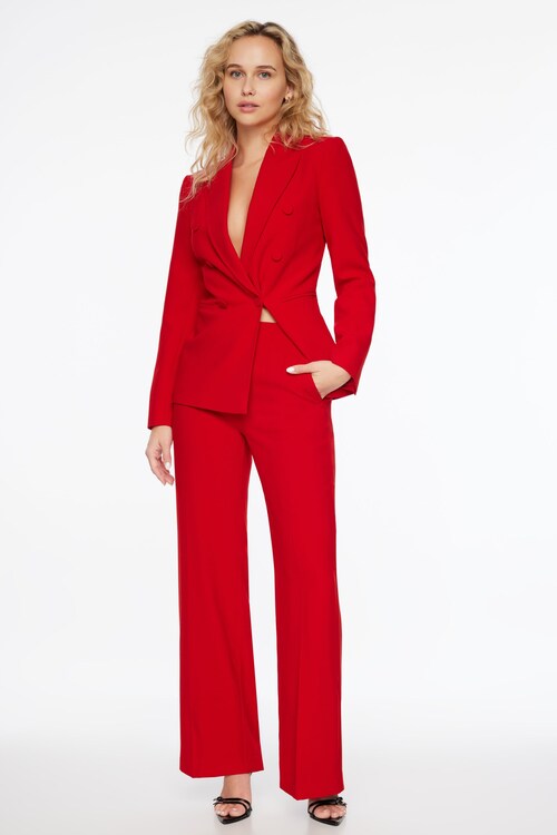 High Waisted Wide Leg Pants Red | Dynamite