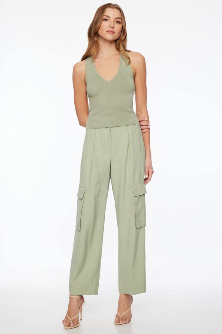 Cross Back Sweater Tank Top  Spring Matcha Green large