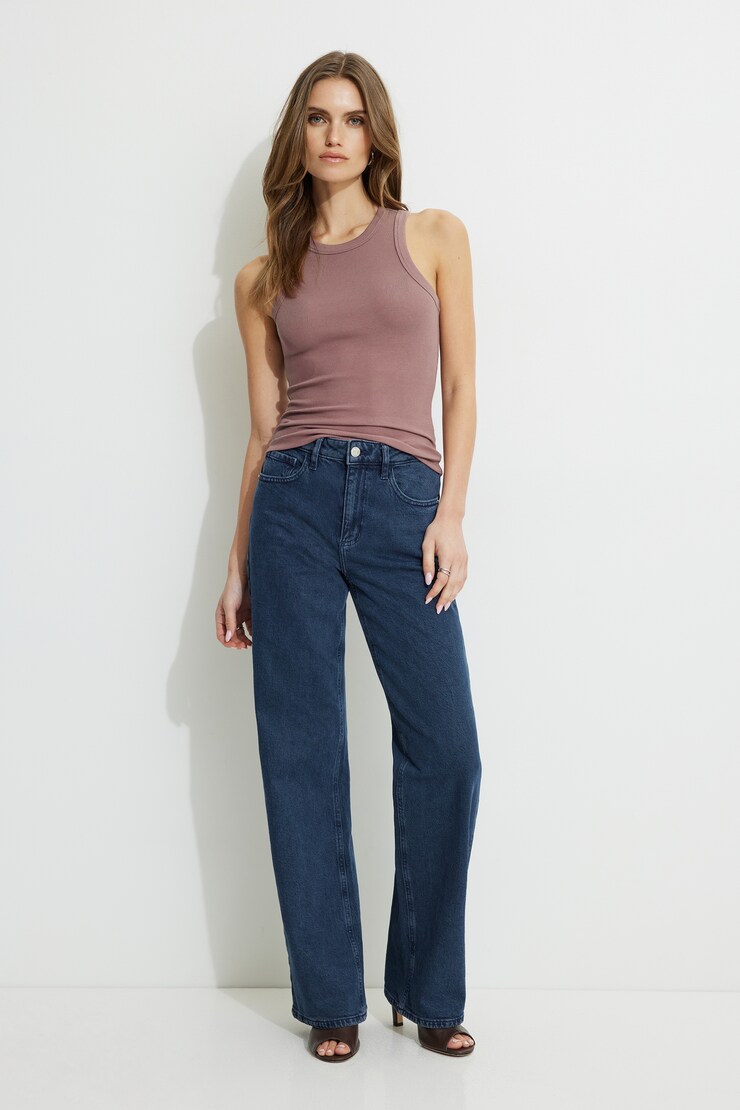Pia Ribbed Tank Top Rose Taupe large