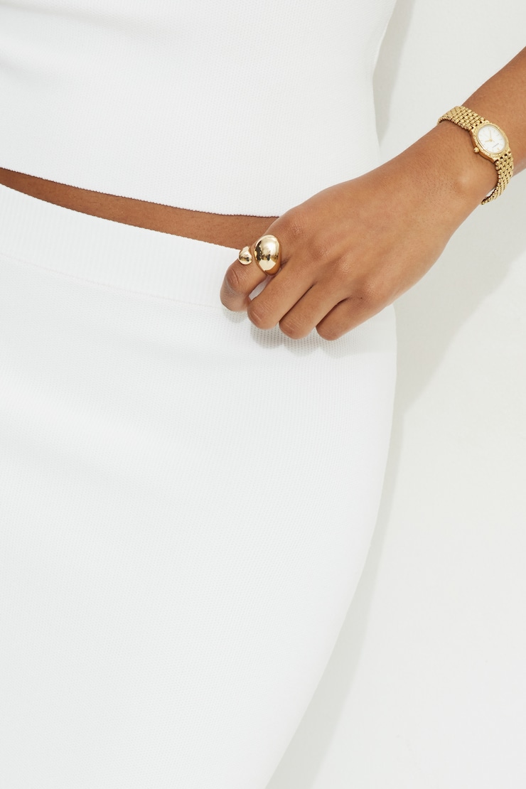 Scalloped Knit Maxi Skirt