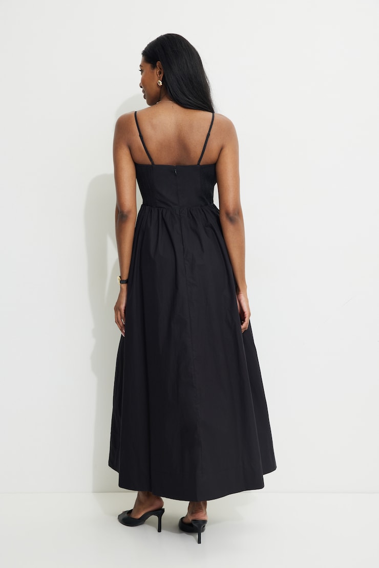 Bustier Poplin Maxi Dress Jet Black large