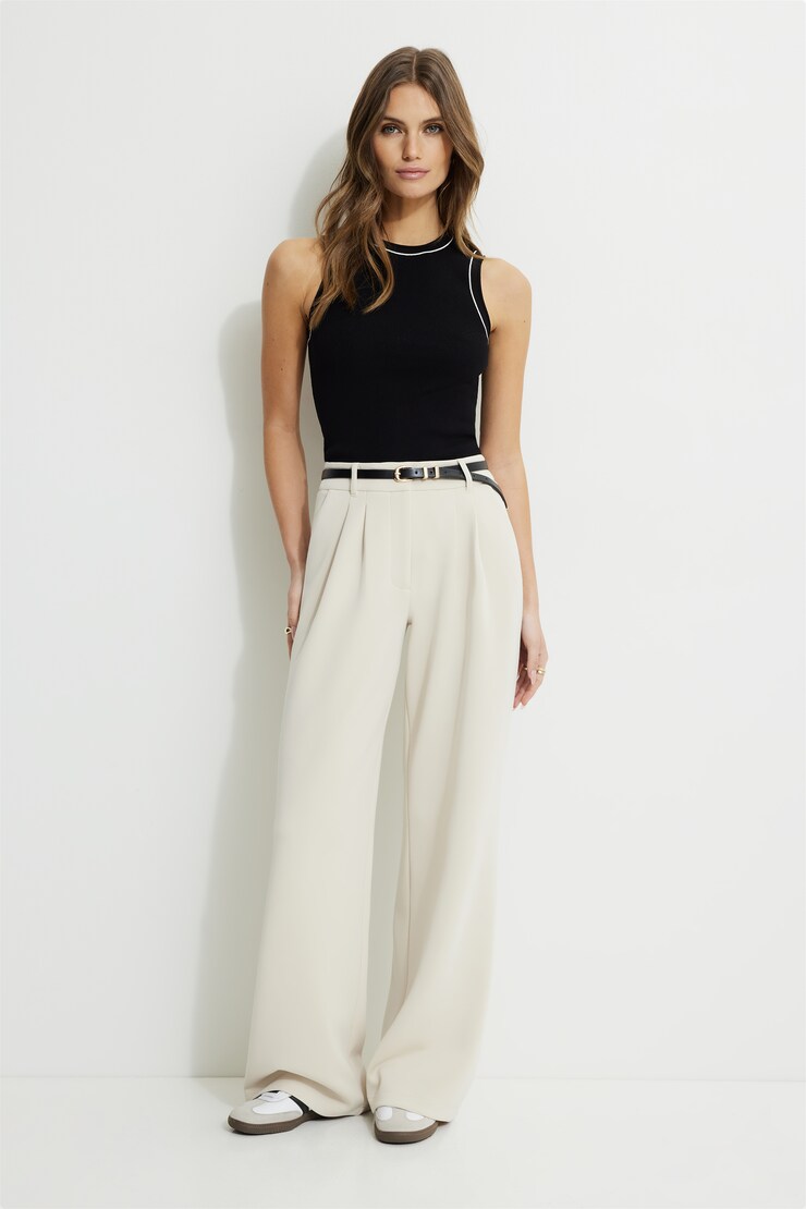 Stretch Rib Rolled Hem Tank Jet Black/Snow White Stripes large