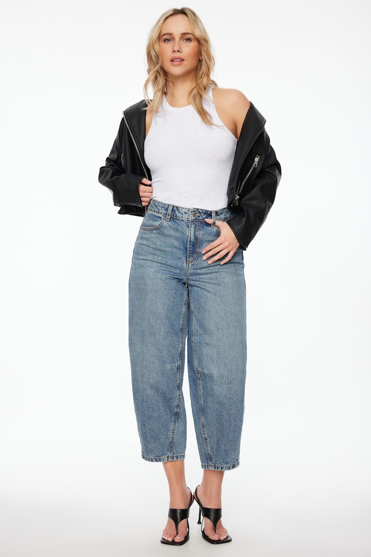 Blair High Rise Barrel Leg Jeans Indigo / Medium Dark large
