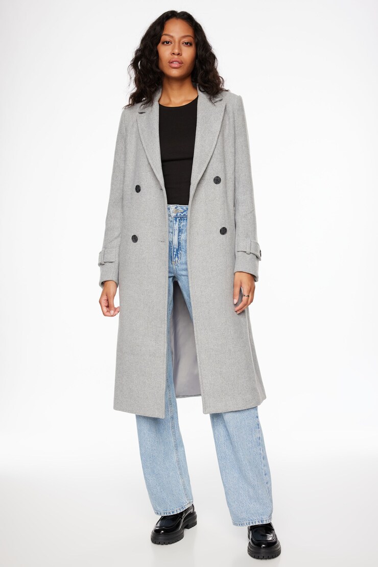 Belted Maxi Coat Medium Grey Melange large