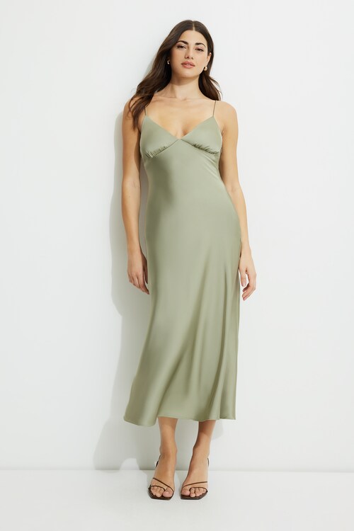 marc cain green dress Harper Corset Satin Midi Dress (Sage Green) main image 0