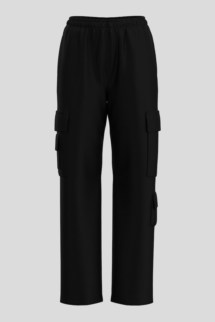 Fleece Cargo Sweatpant, Jet Black, large