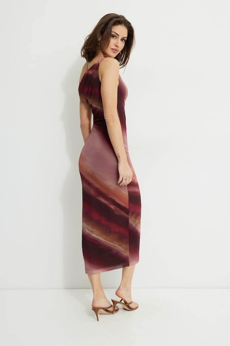 Jayde Mesh Midi Dress Jupiter Burgundy Red large