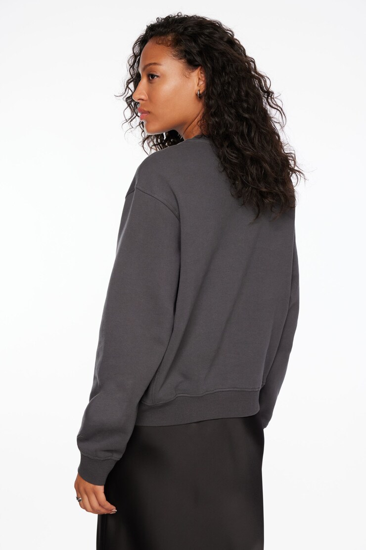 Classic Appliqué Crew Neck Sweatshirt Lead Gray & Stockholm Art large