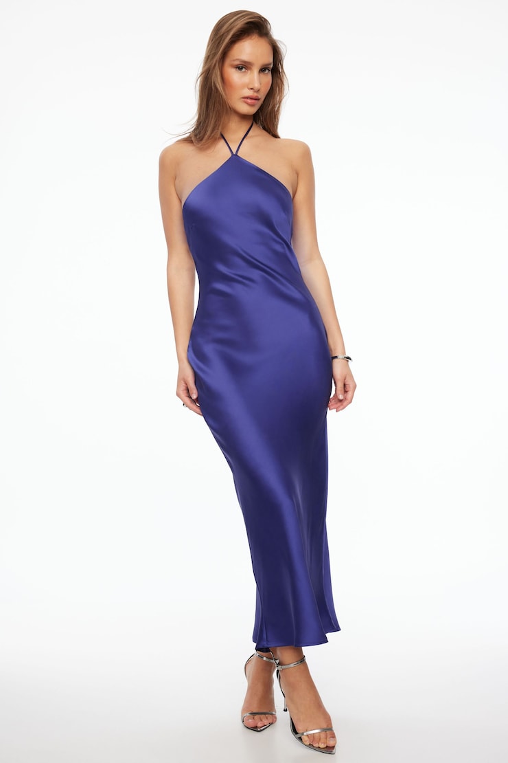 Halter Satin Maxi Dress