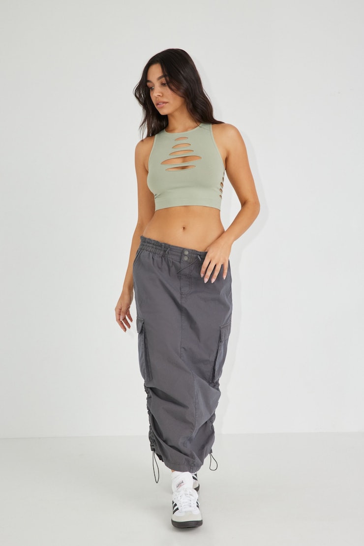 Poplin Parachute Skirt, Forged Iron Grey, large