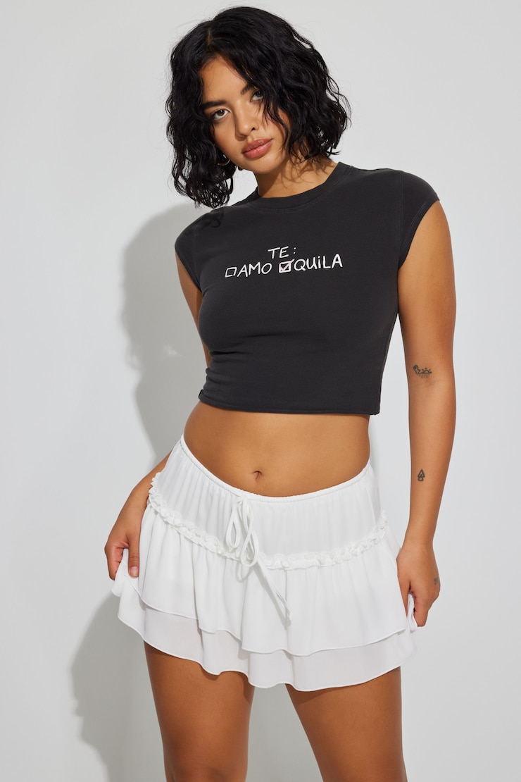 Tiered Mini Skort, Snow White , large