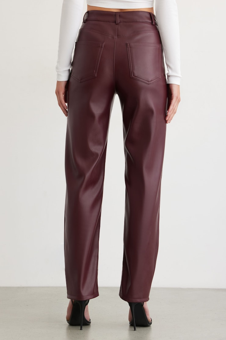 Pantalon à jambe droite Yasmin en lin Port Royale Bourgogne large