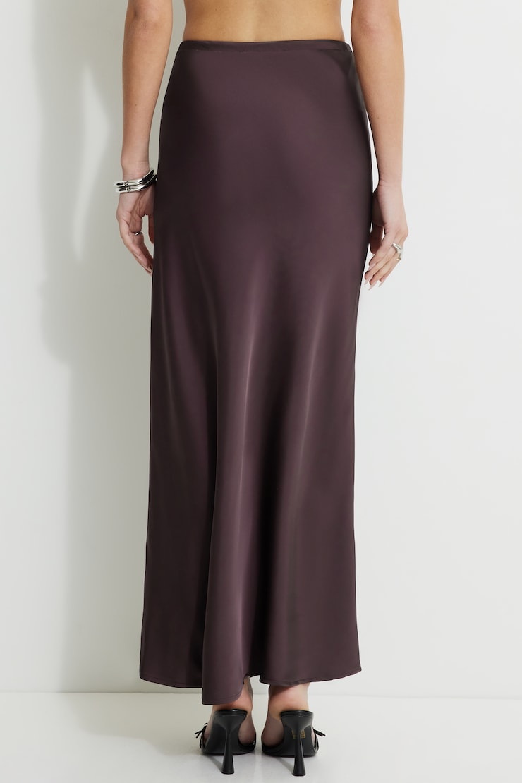 Cary Satin Slip Maxi Skirt Black Cherry large