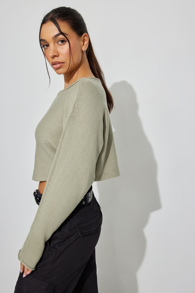 Supersoft Loose Crop Sweater, Seagrass Green, large