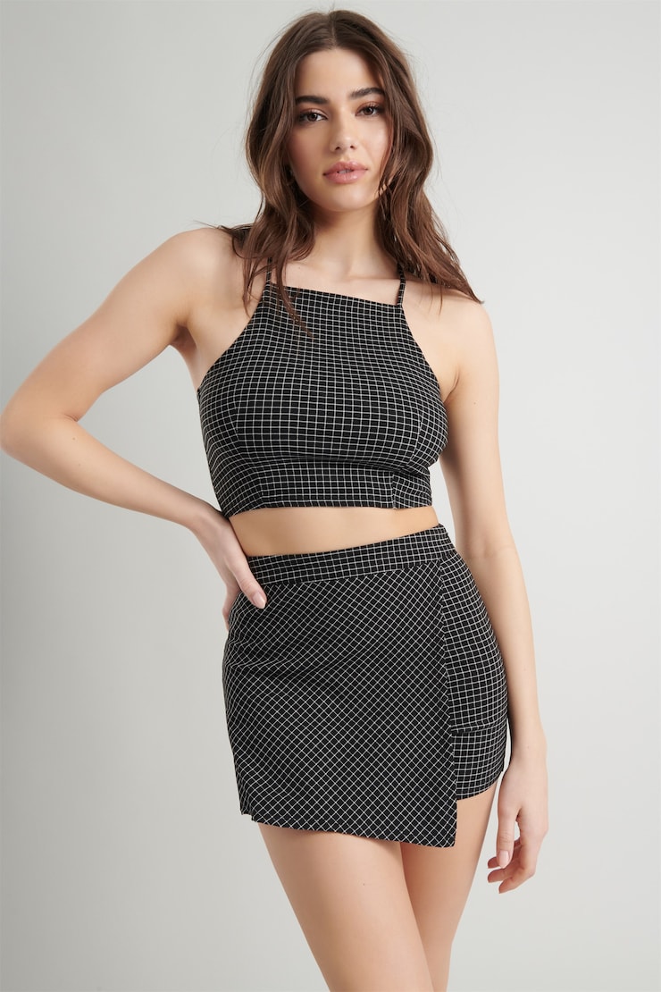 Regina Skort , Black Mini Plaid, large