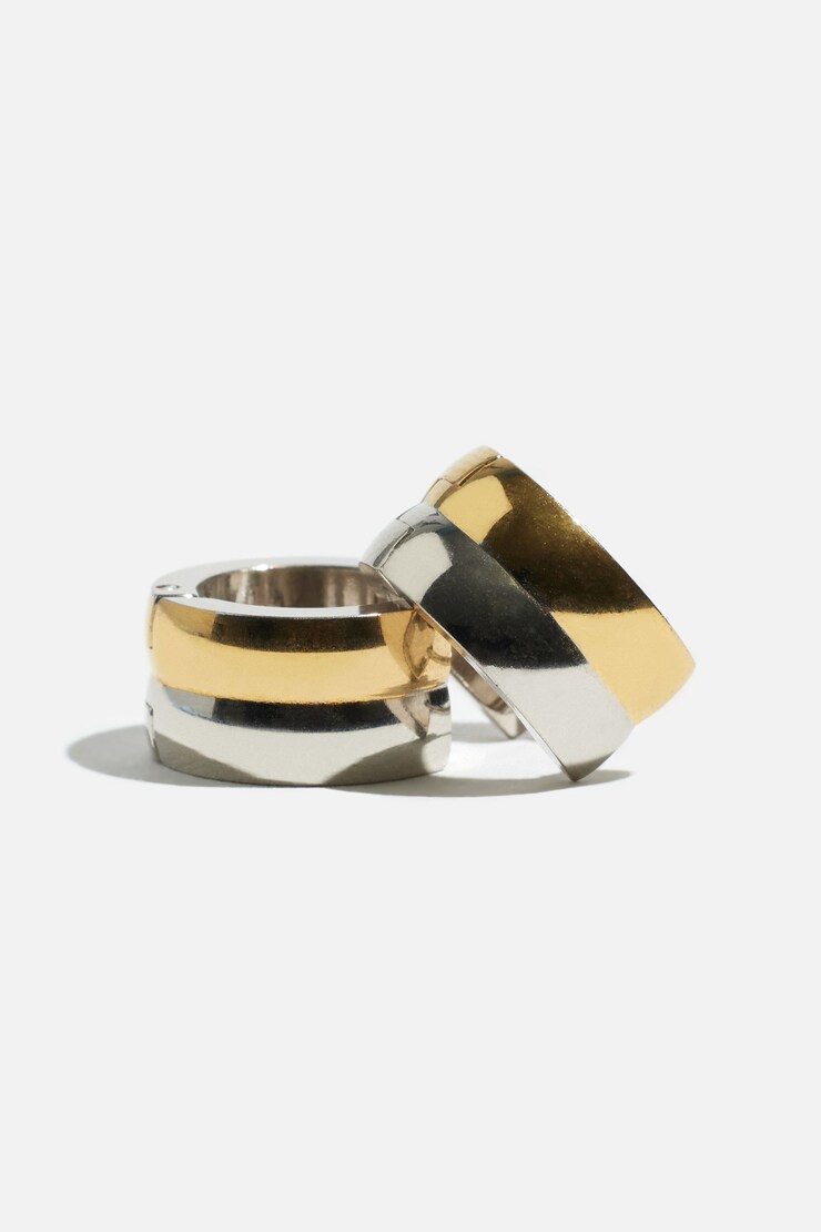 2-Tone Huggie Earrings Gold/Silver large