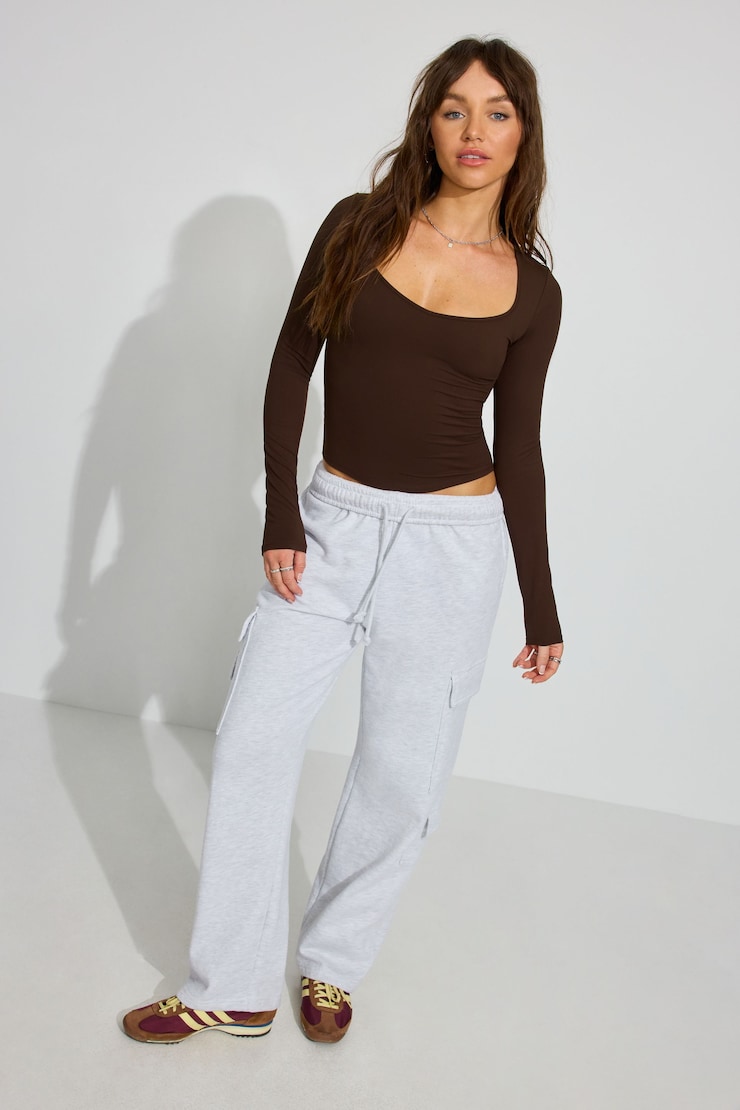 Sleek Long Sleeve T Shirt, Armadillo Brown, large