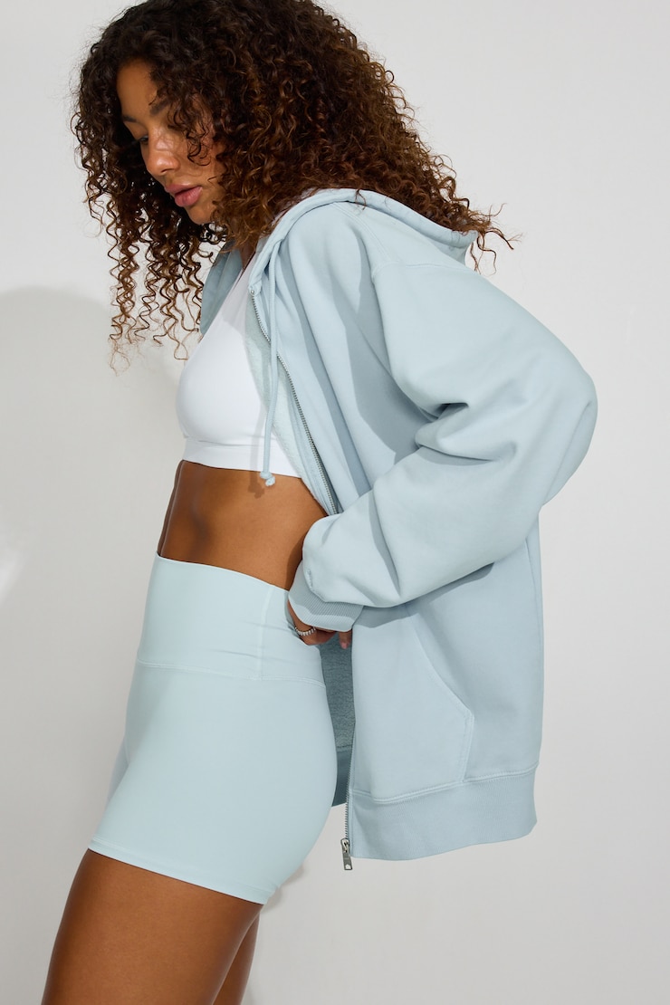 SoftTerry Oversized Zip-Up Hoodie, Soft Blue, large