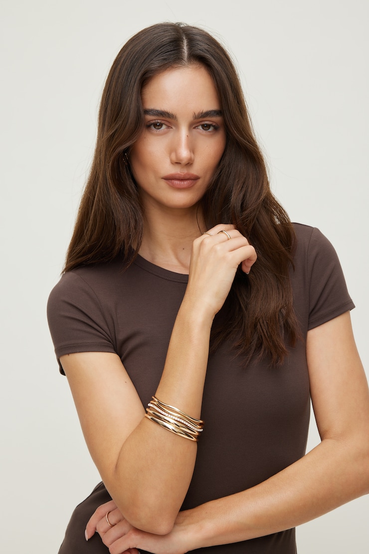 Ensemble de 5 bracelets rigides à pierres