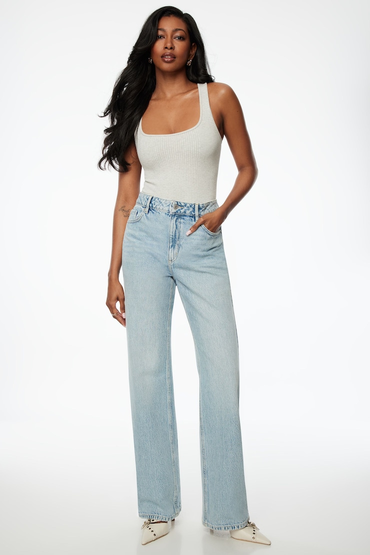 Irene Seamless Square Neck Bodysuit Light Grey Melange large