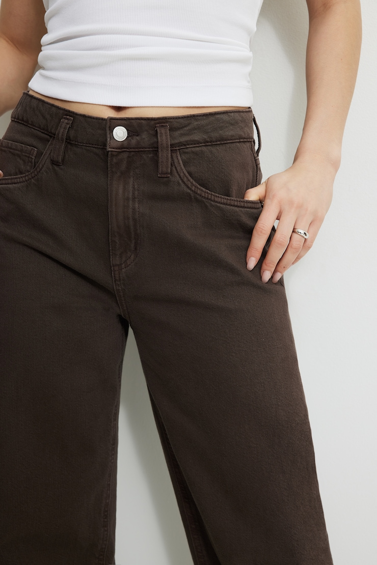 Mika Mid Rise Relaxed Straight Leg Jeans Chocolate Plum large