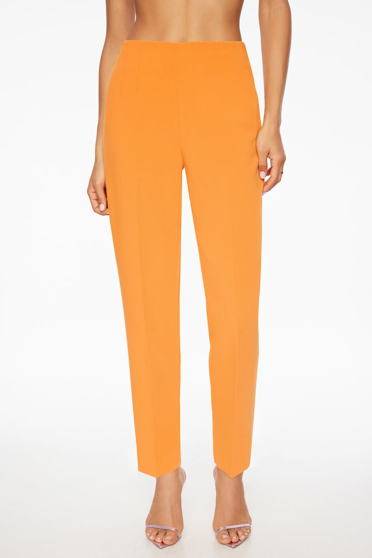Pantalon étroit Kendall à fermeture éclair sur le côté Orange enflammé large
