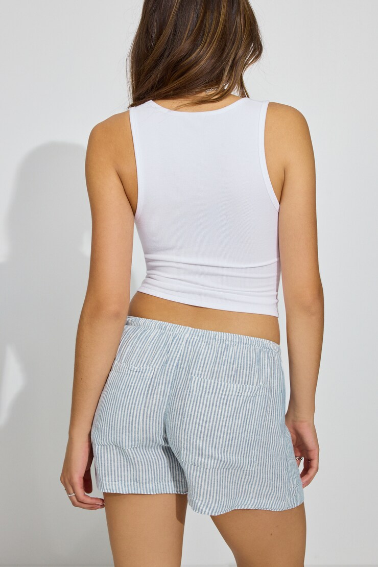 Lina Linen Shorts, Blue Stripes, large