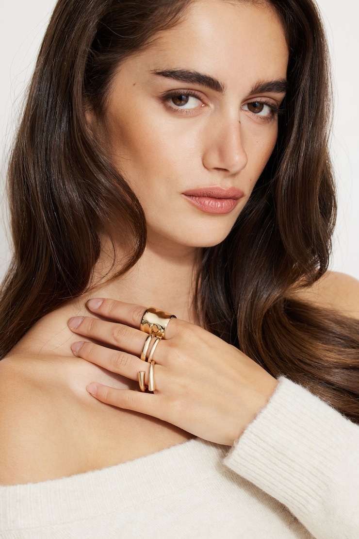 3-Pack Hammered Band Rings