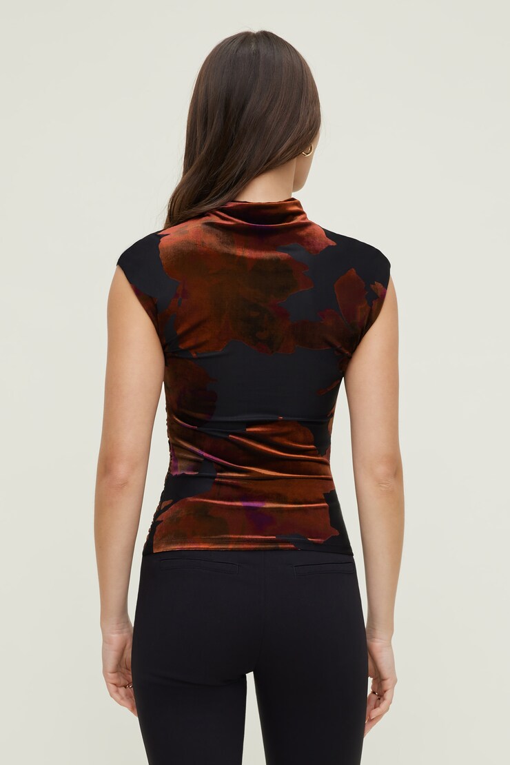 Burnout Cap Sleeve Top Red Burnout w/ Black large