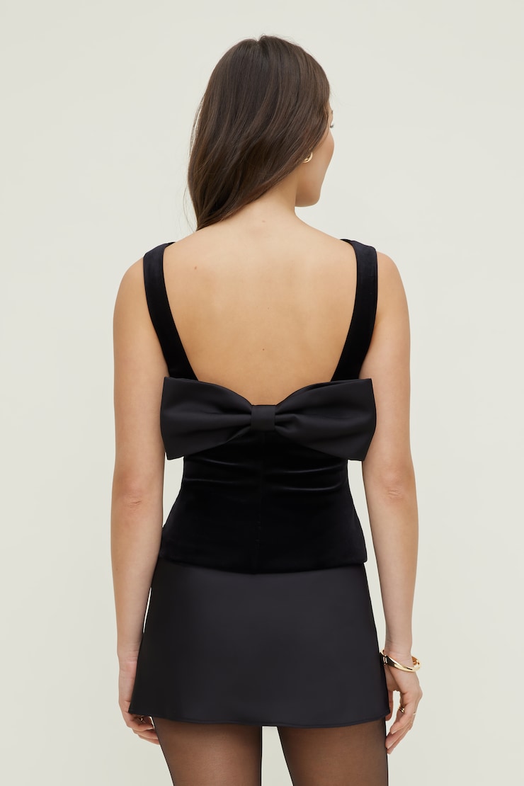 Velvet Bow Top Jet Black large