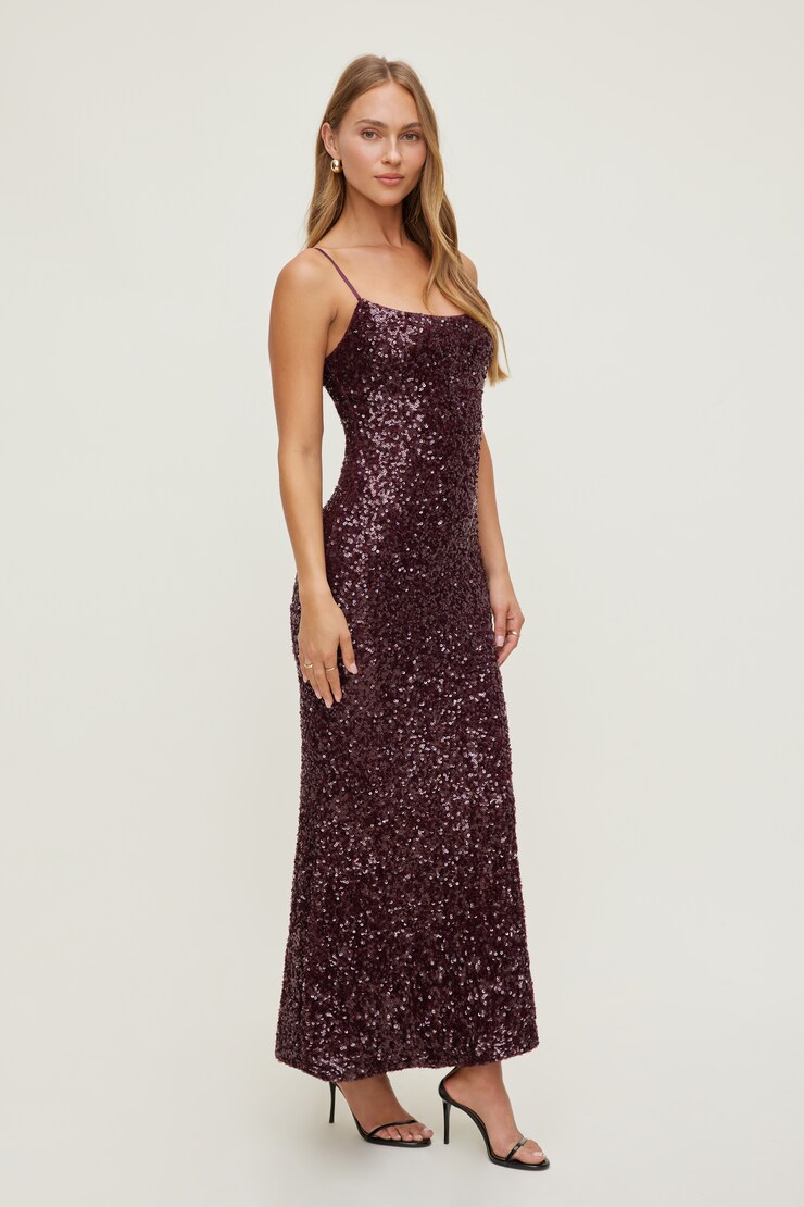 Simona Sequin Maxi Dress Zinfandel Burgundy large