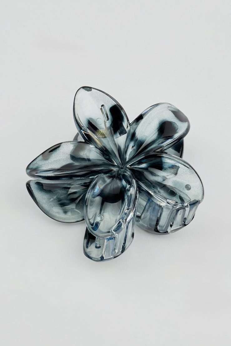 Flower Hair Claw, Translucent Grey, large