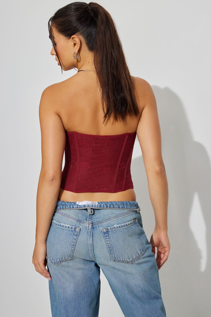 Giselle Strapless Lace Corset, Biking Red, large