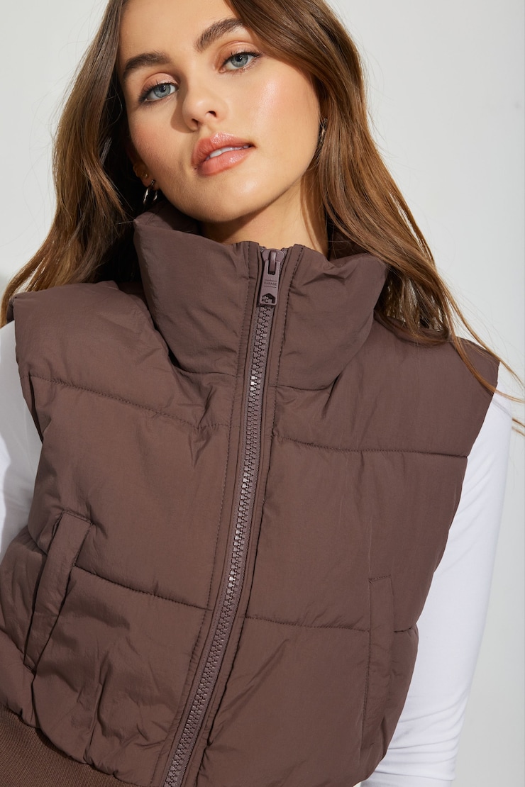 Mini Puff Vest, Shopping Bag Brown, large
