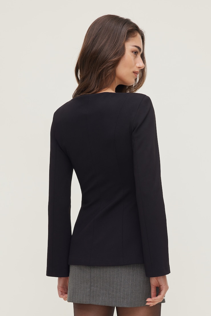 Boat Neck Ponte Blazer Jet Black large