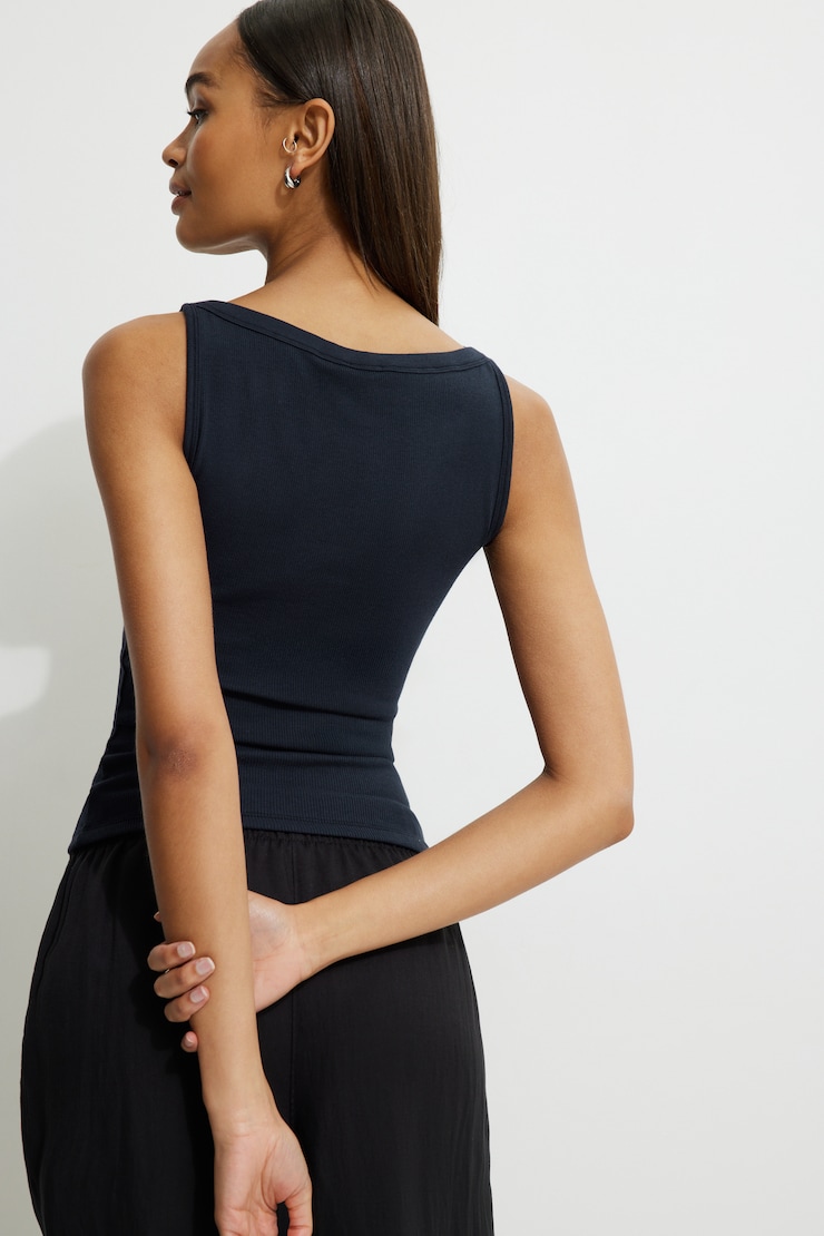 Nola Ribbed Tank Top Ribbed Navy Blazer large