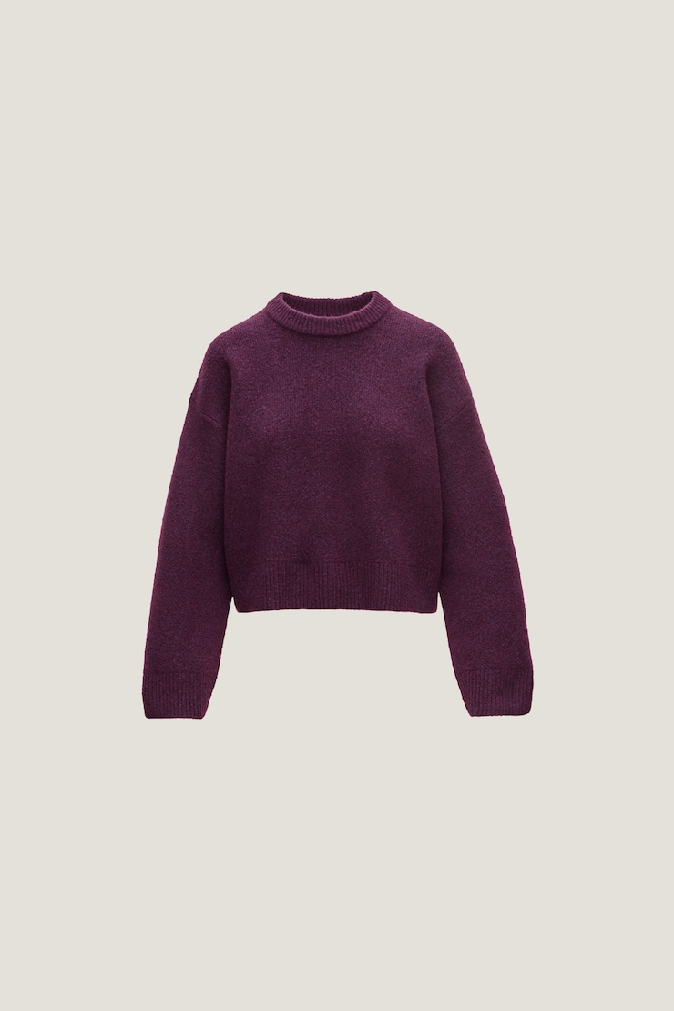 Jane Boxy Crewneck Sweater Deepest Plum Purple large