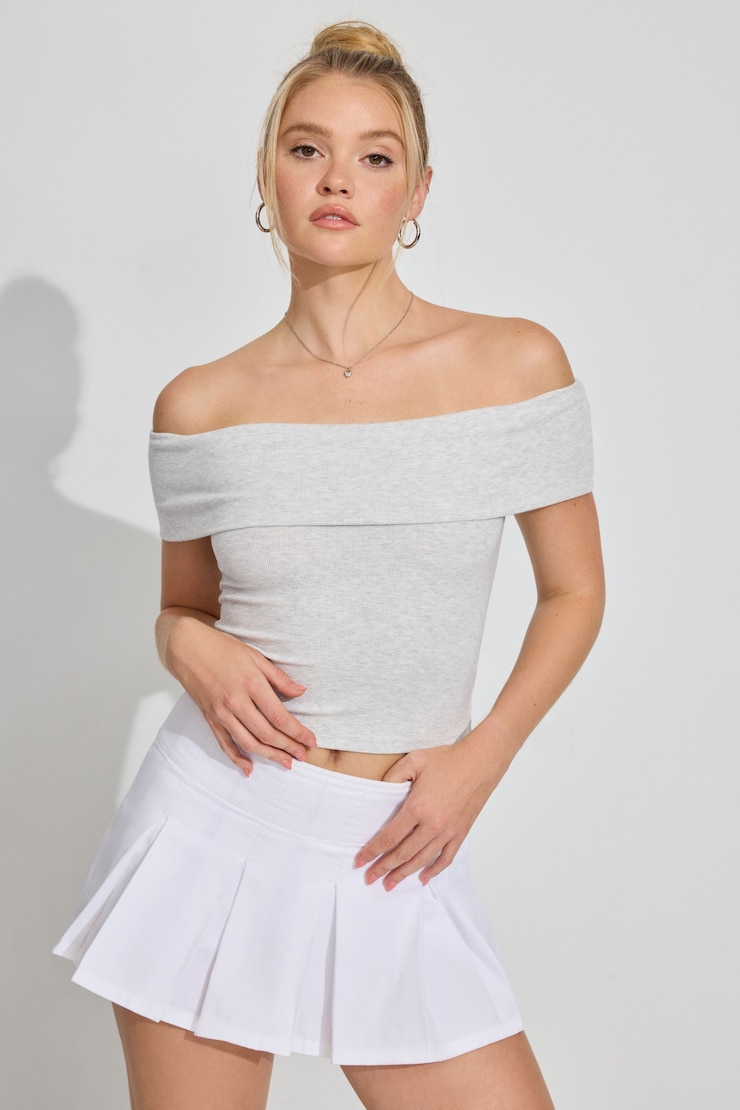 Off Shoulder Top, Spring Gray Mix, large