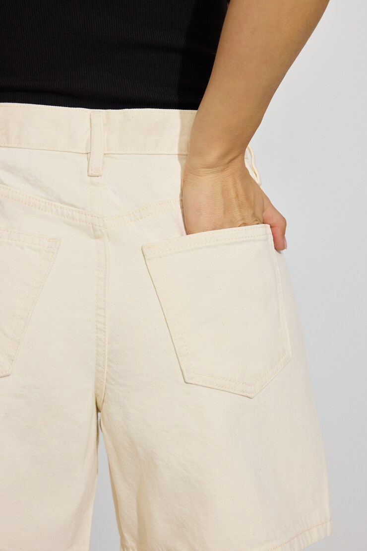 Charlie High Rise A Line Denim Shorts Beige / Seeded Ecru large