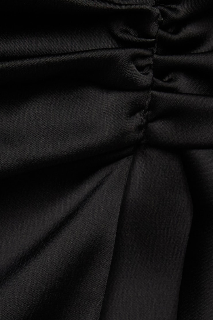 Draped Satin Mini Skirt Jet Black large