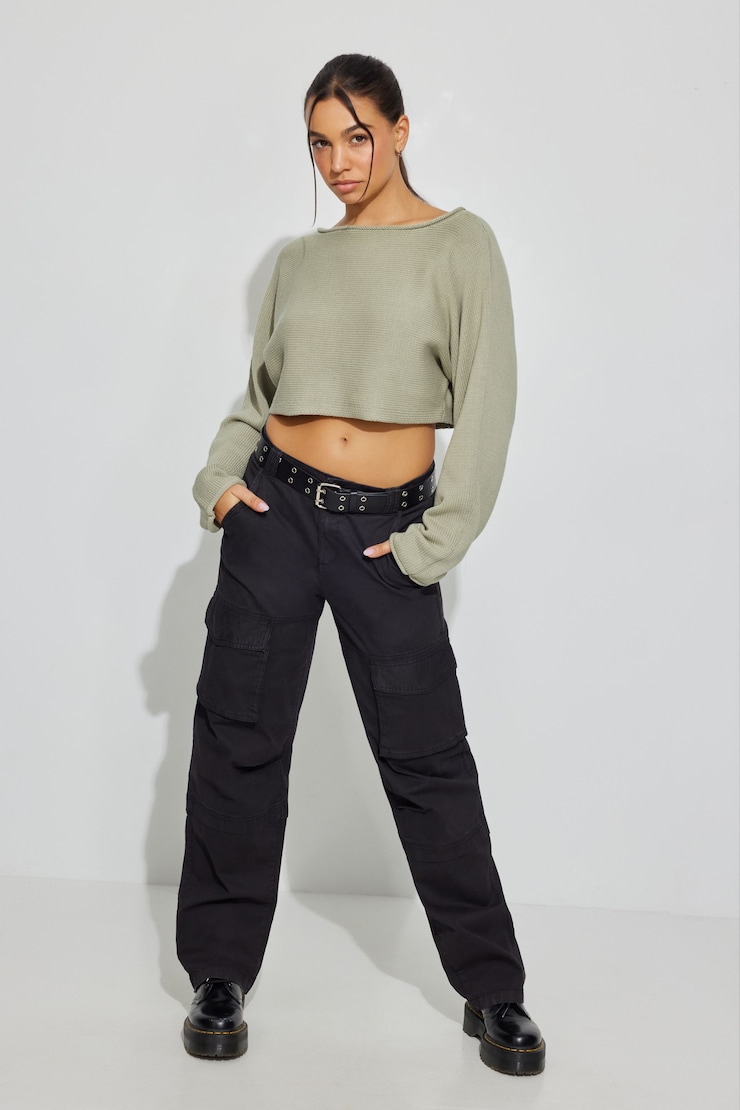 Supersoft Loose Crop Sweater, Seagrass Green, large