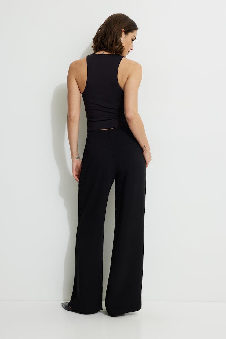 Jourdan Mid Rise Wide Leg Pants Jet Black large