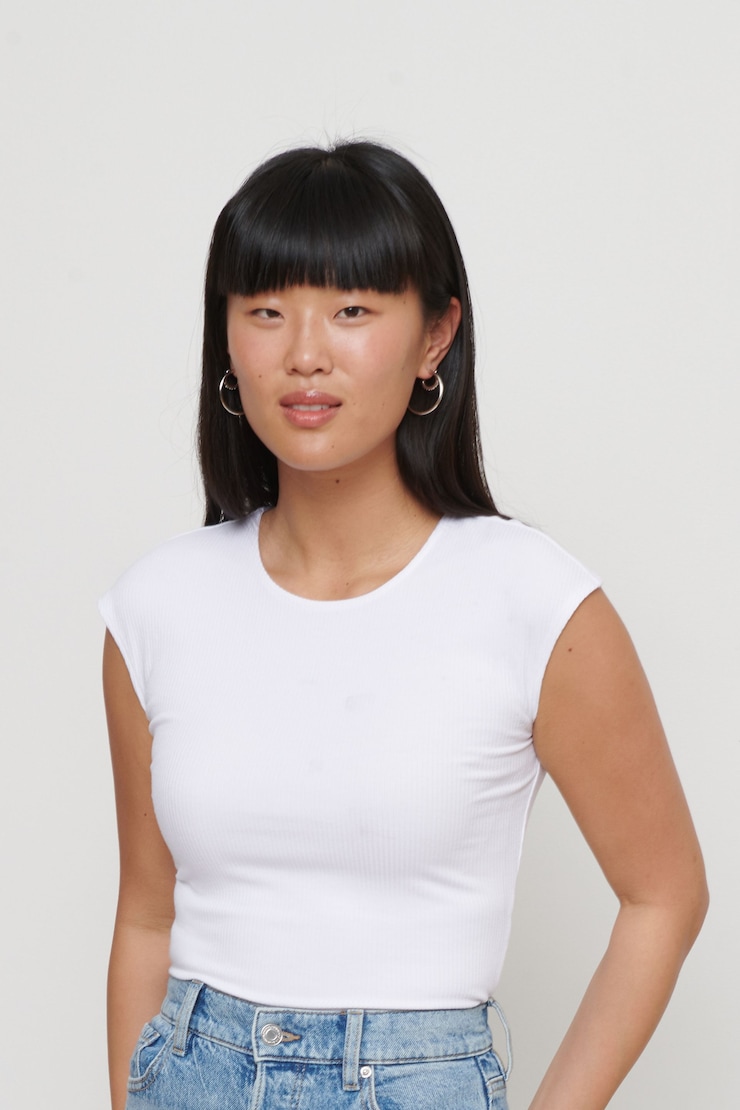 Bianca Ribbed Bodycon Top Bright White large