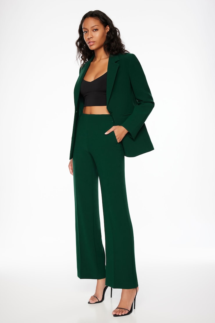 One Button Fitted Blazer Jewel Green large